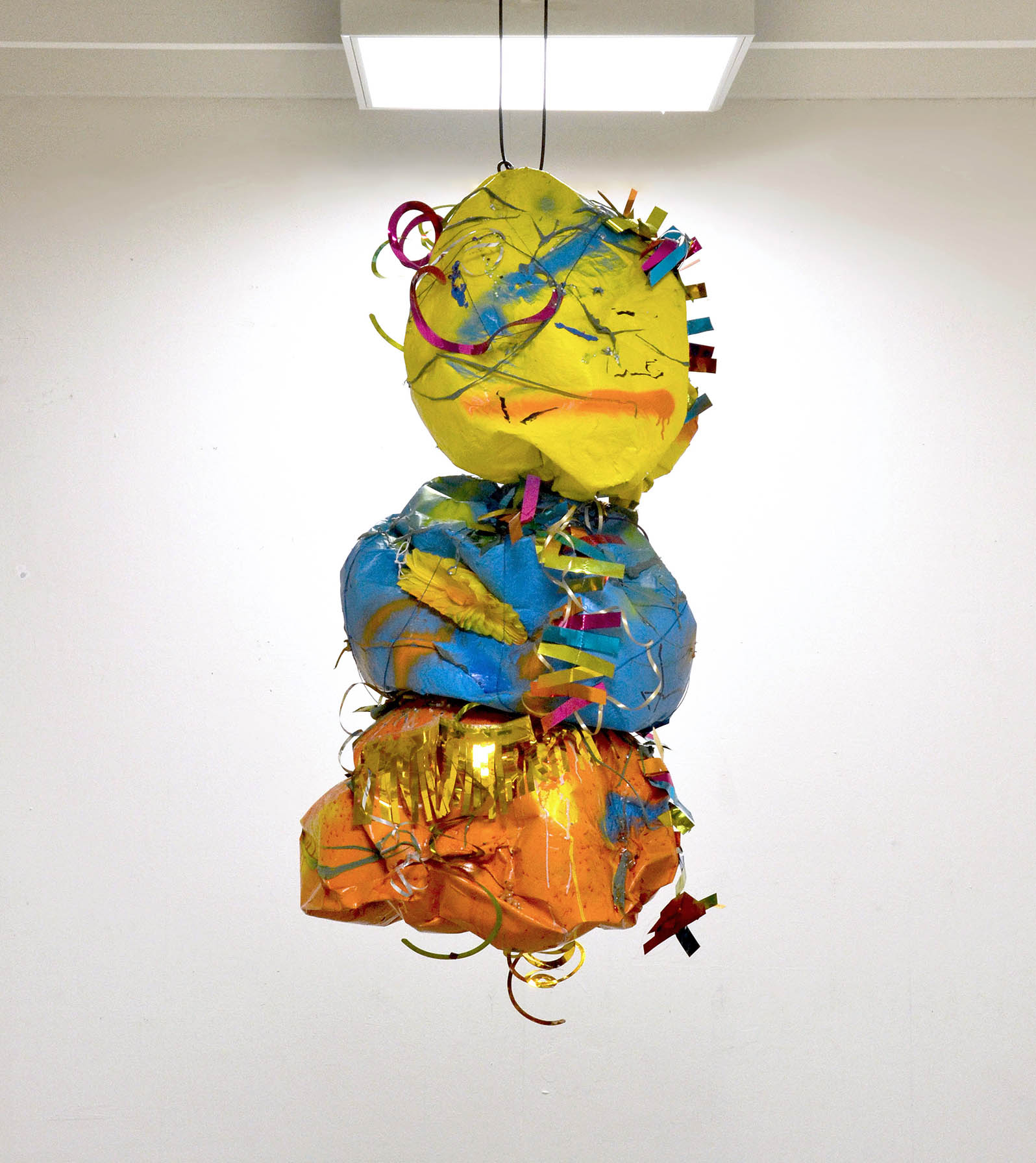 UN-FULL-FILLED, 2021 - Cable wire, spray paint on papier mâché, slime, bouncing putty,  party decorations